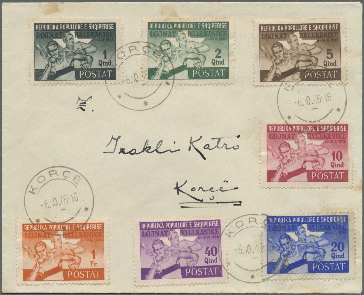 Br/ Albanien: 1937/1947, Lot Of Five Philatelic Covers/card, Incl. 1945 People's Army Complete Set On Il - Albanien