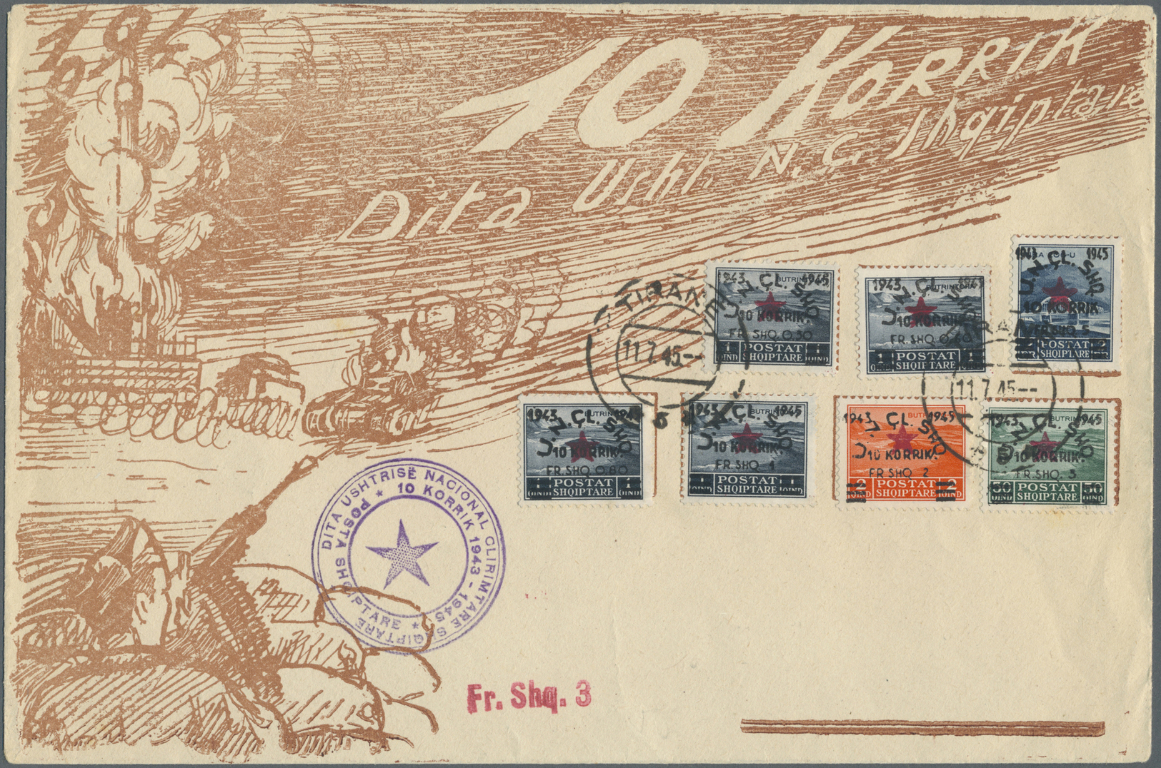 Br/ Albanien: 1937/1947, Lot Of Five Philatelic Covers/card, Incl. 1945 People's Army Complete Set On Il - Albania