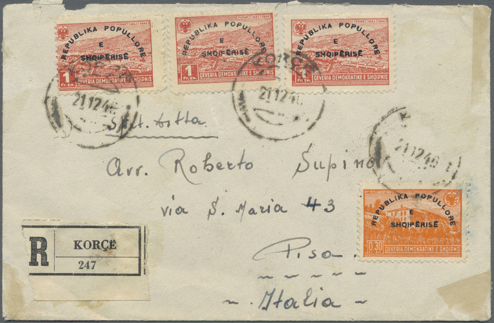 Br Albanien: 1945/1946, Lot Of Three Covers With Overprint Stamsp (one Unaddressed Cover And Two Regist - Albanie