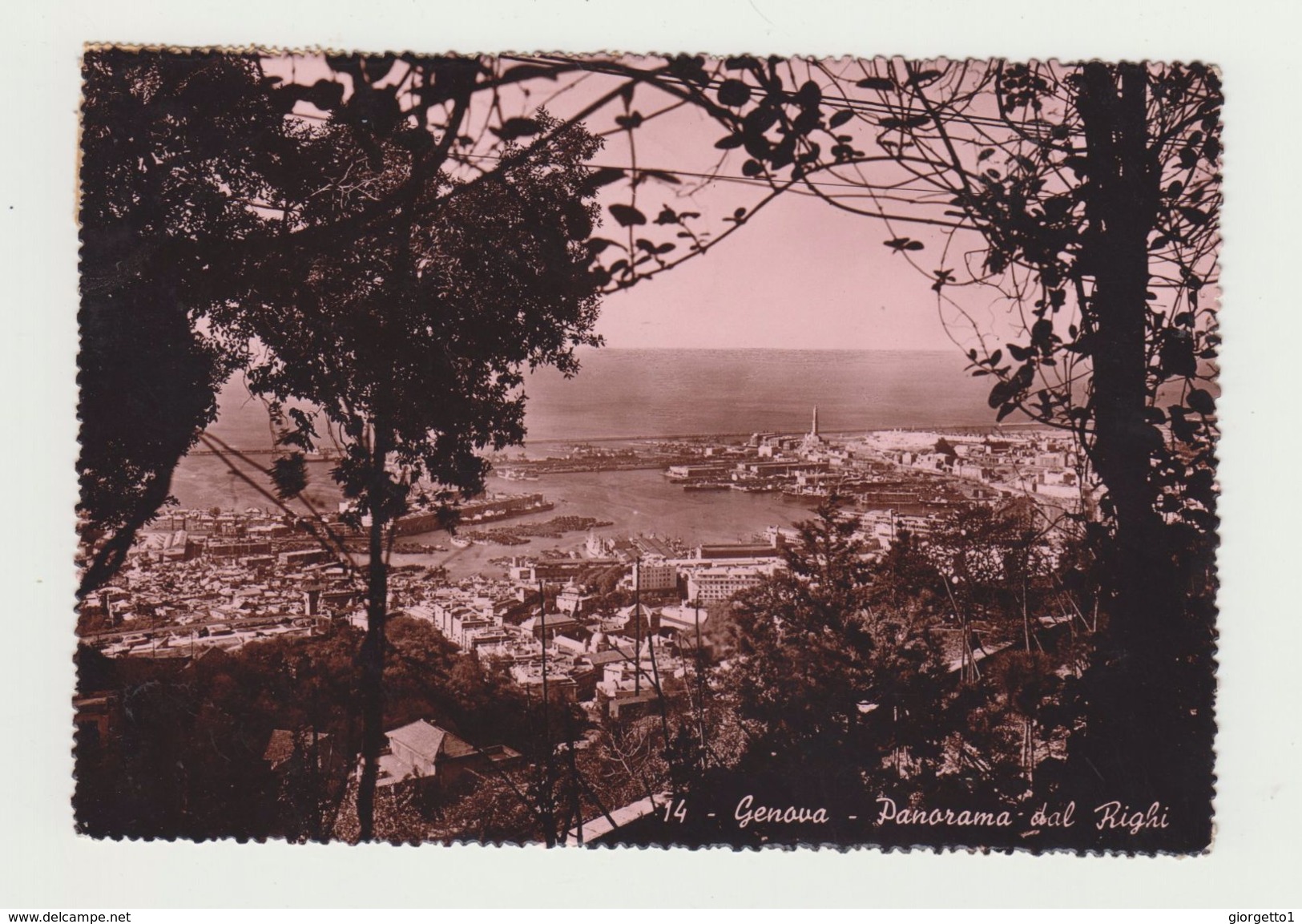 GENOVA - PANORAMA DEL RIGHI - VERA FOTOGRAFIA - VIAGGIATA 1951 VERSO RIO DE JANEIRO  - ITALY POSTCARD - Genova