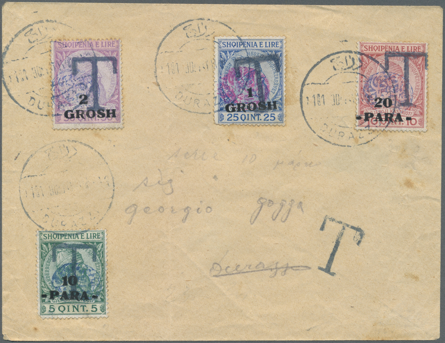 Br Albanien - Lokalausgaben: 1915, Central Albania (Essad), Lot Of Four Entires Incl. Four Values Posta - Albanie
