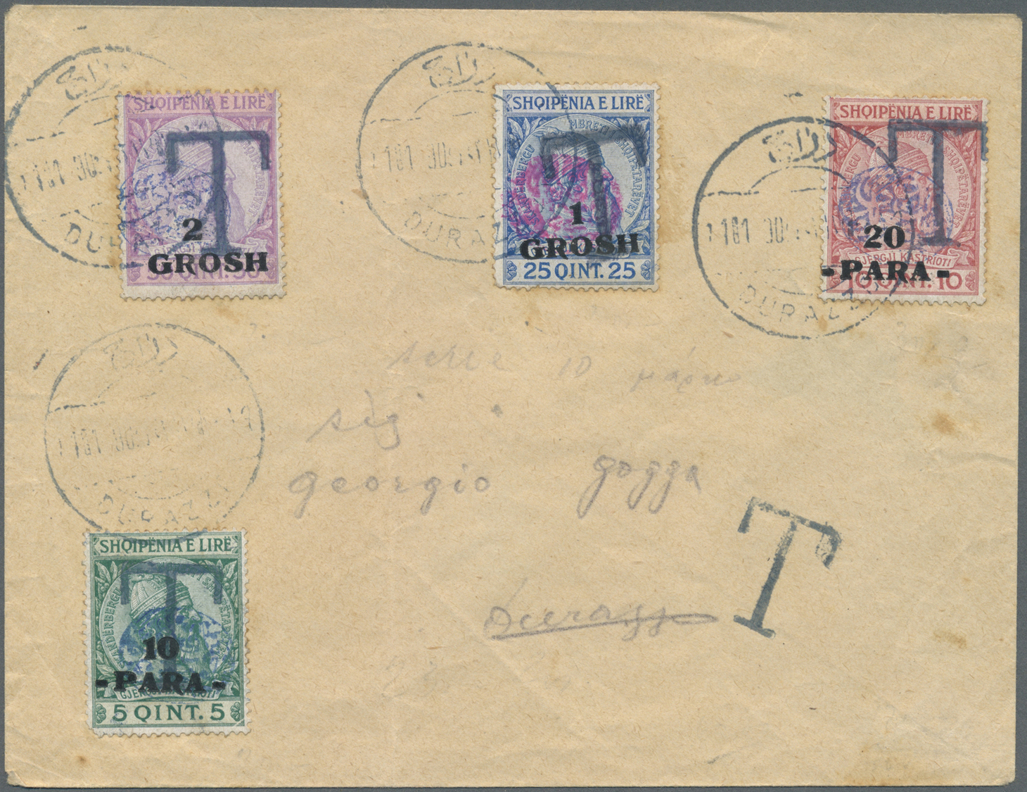 Br Albanien - Lokalausgaben: 1915, Central Albania (Essad), Lot Of Four Entires Incl. Four Values Posta - Albanien