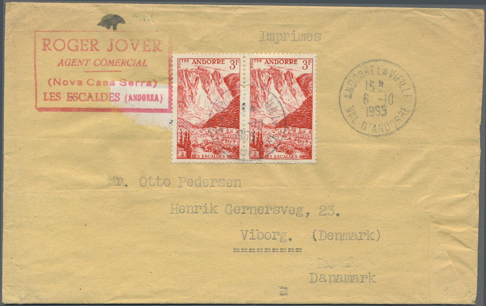 Br/ Andorra - Französische Post: 1947/55, 6 Belege (2x Franz. Andorra, 4x Spanisch Andorra) Dabei MiNr 1 - Altri & Non Classificati