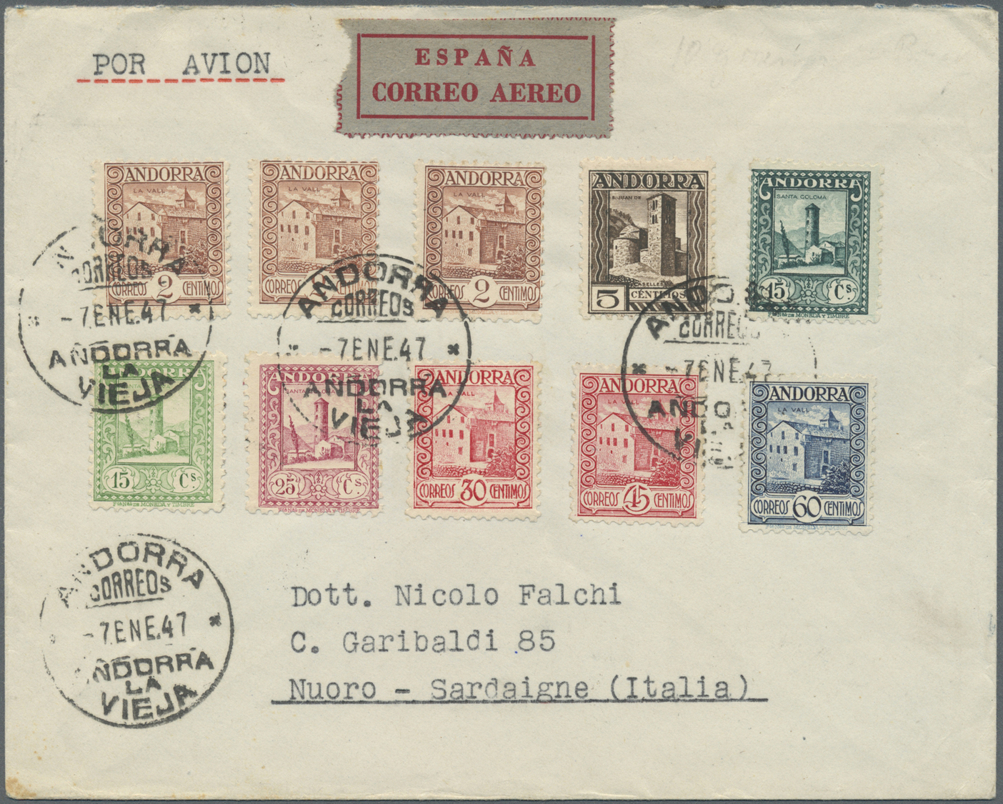 Br/ Andorra - Spanische Post: 1929/1943, Einheimische Darstellungen: 14 Briefe Und Karten, Dabei Einschr - Other & Unclassified