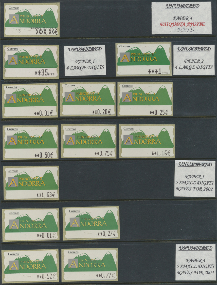 **/O/Br Andorra - Spanische Post: 1996/2006, MACHINE LABELS "GREEN MOUNTAIN", Deeply Specialised Collection - Andere & Zonder Classificatie