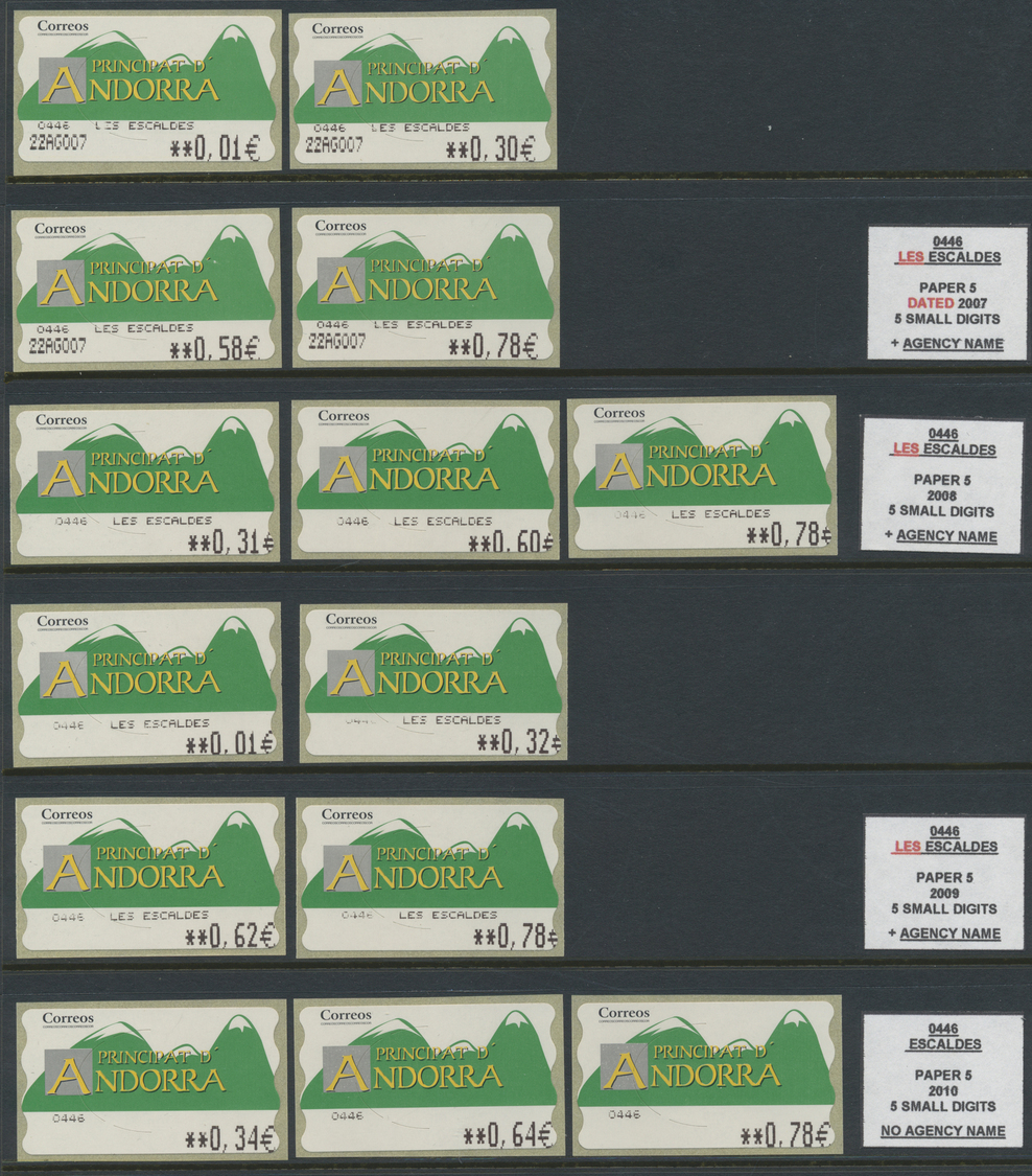 **/O/Br Andorra - Spanische Post: 1996/2006, MACHINE LABELS "GREEN MOUNTAIN", Deeply Specialised Collection - Altri & Non Classificati