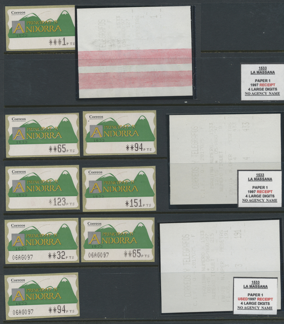 **/O/Br Andorra - Spanische Post: 1996/2006, MACHINE LABELS "GREEN MOUNTAIN", Deeply Specialised Collection - Autres & Non Classés