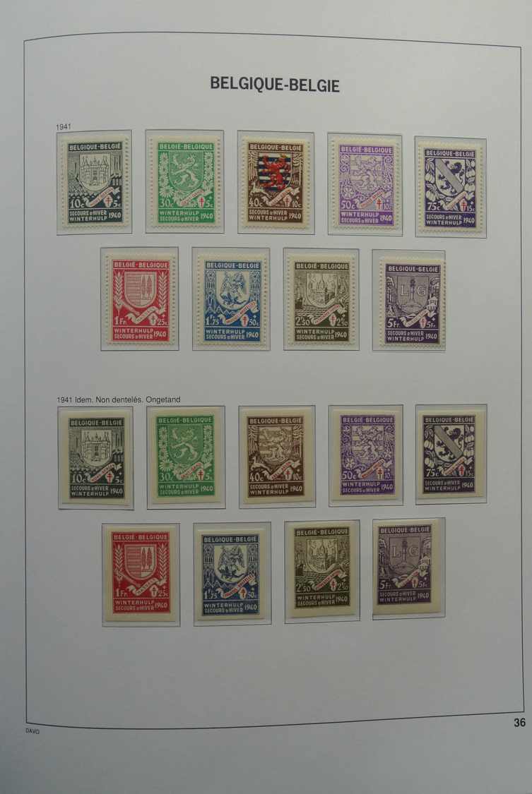 Belgien: 1849/1952: Almost complete, mostly MNH and mint hinged collection Belgium 1849-1952 in Davo