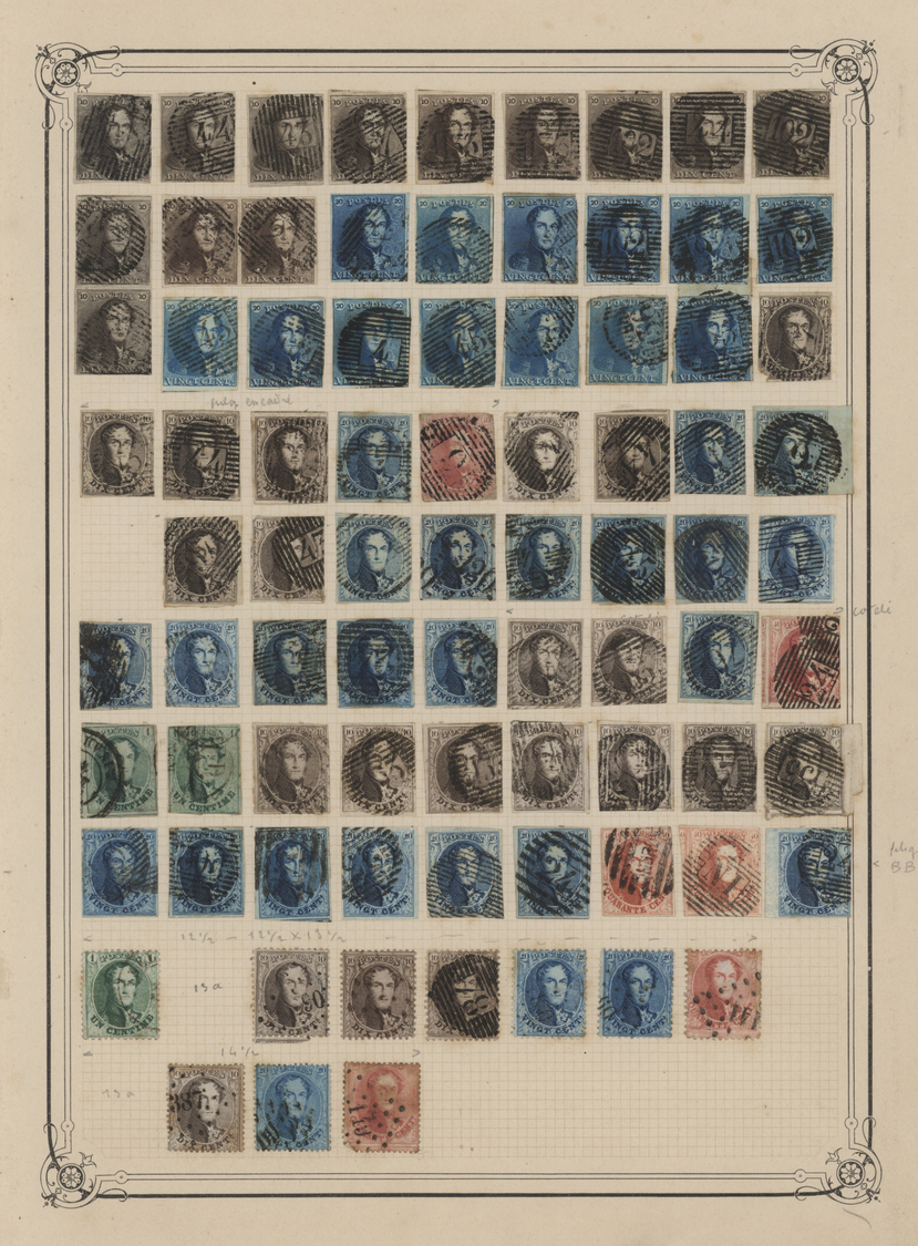 O/*/(*) Belgien: 1849/1940 (ca.), Meist Gestempelte Sammlung Im Klemmbinder Mit Attraktivem Wert-Schwerpunkt - Autres & Non Classés