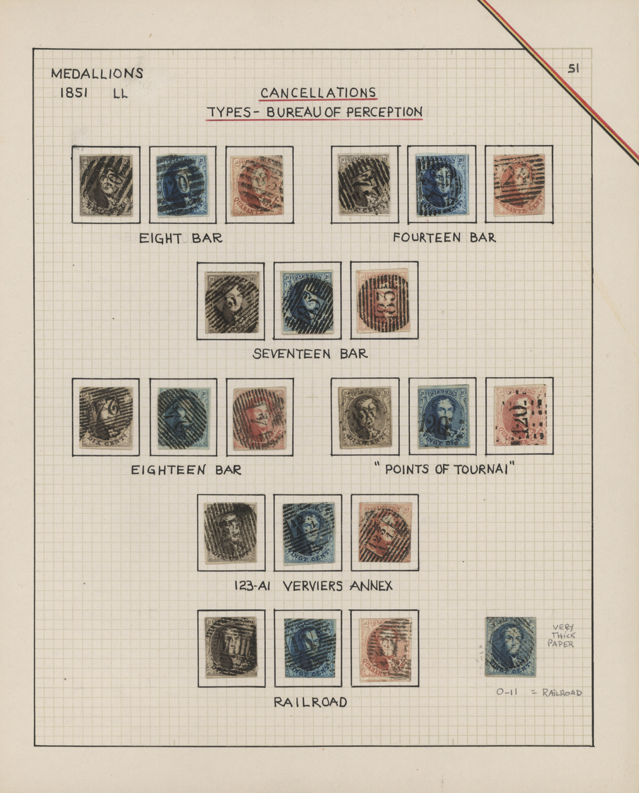 O/Br/Brfst Belgien: 1851/1854, Deeply Specialised Collection Of The 3rd Medaillon Issue, Neatly Arranged In 2 A - Other & Unclassified