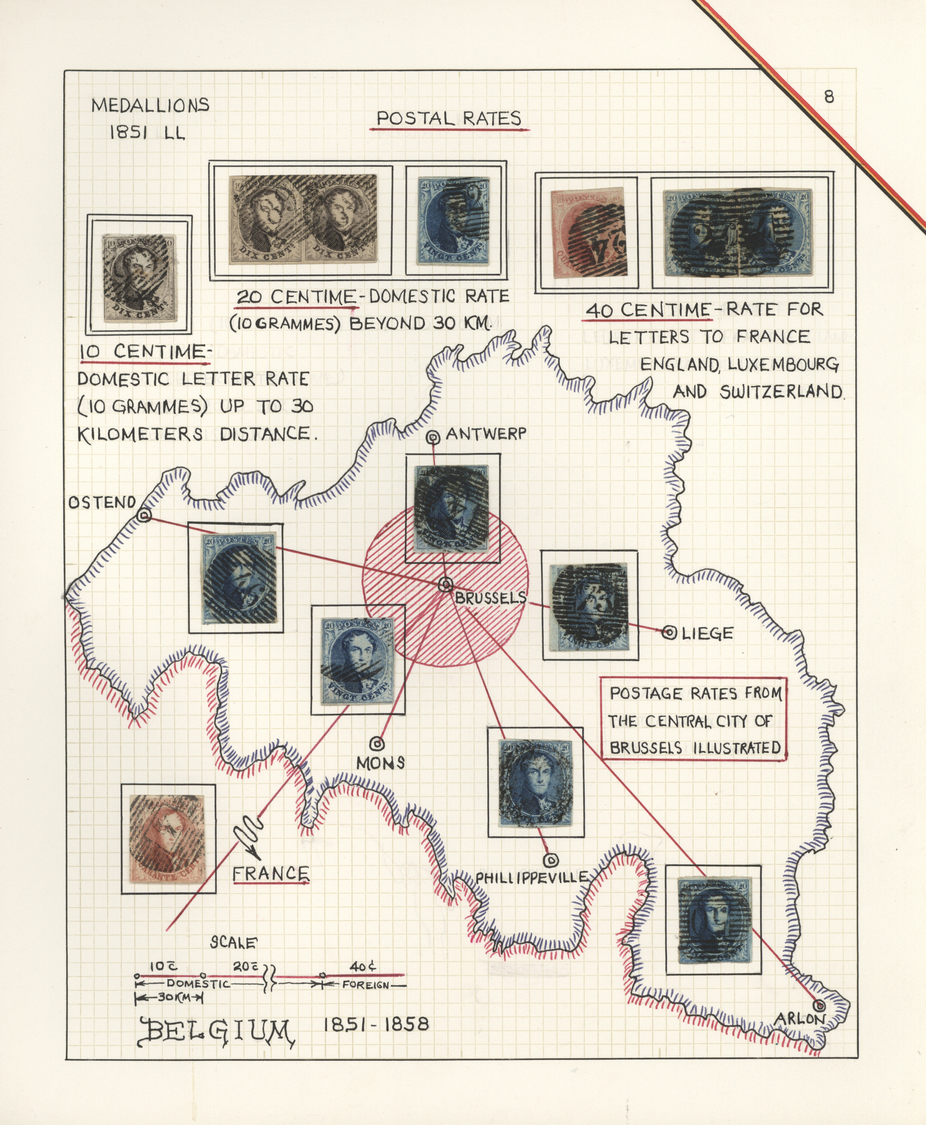 O/Br/Brfst Belgien: 1851/1854, Deeply Specialised Collection Of The 3rd Medaillon Issue, Neatly Arranged In 2 A - Other & Unclassified