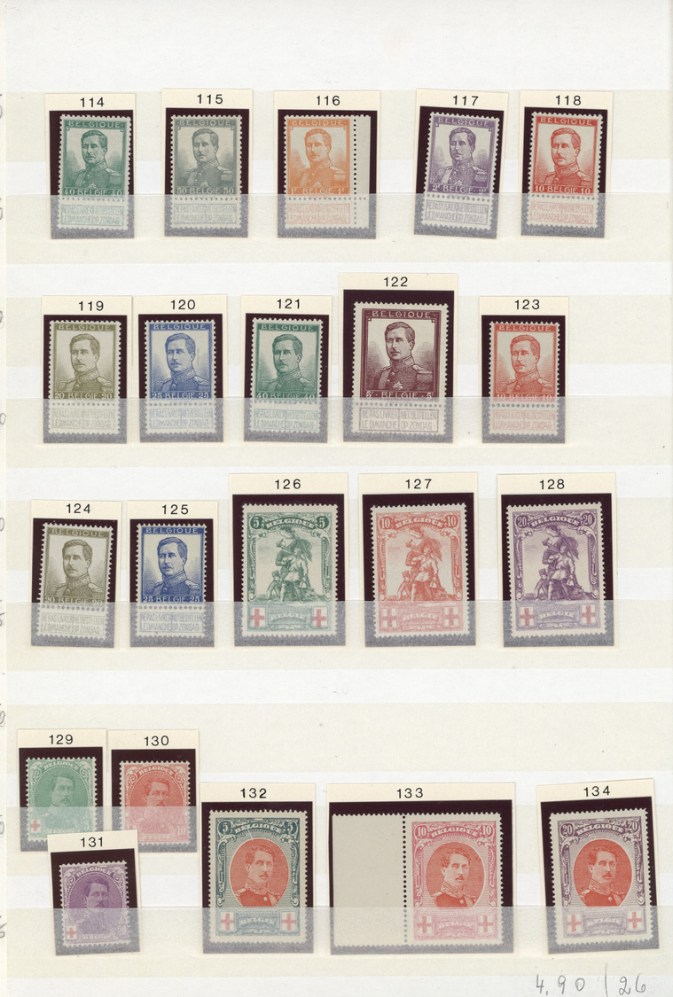 ** Belgien: 1894/1915, Kleine POSTFRISCHE Sammlung Mit U.a. COB Nr. 84/91, 108/22, 126/28, 132/34 Usw. - Sonstige & Ohne Zuordnung