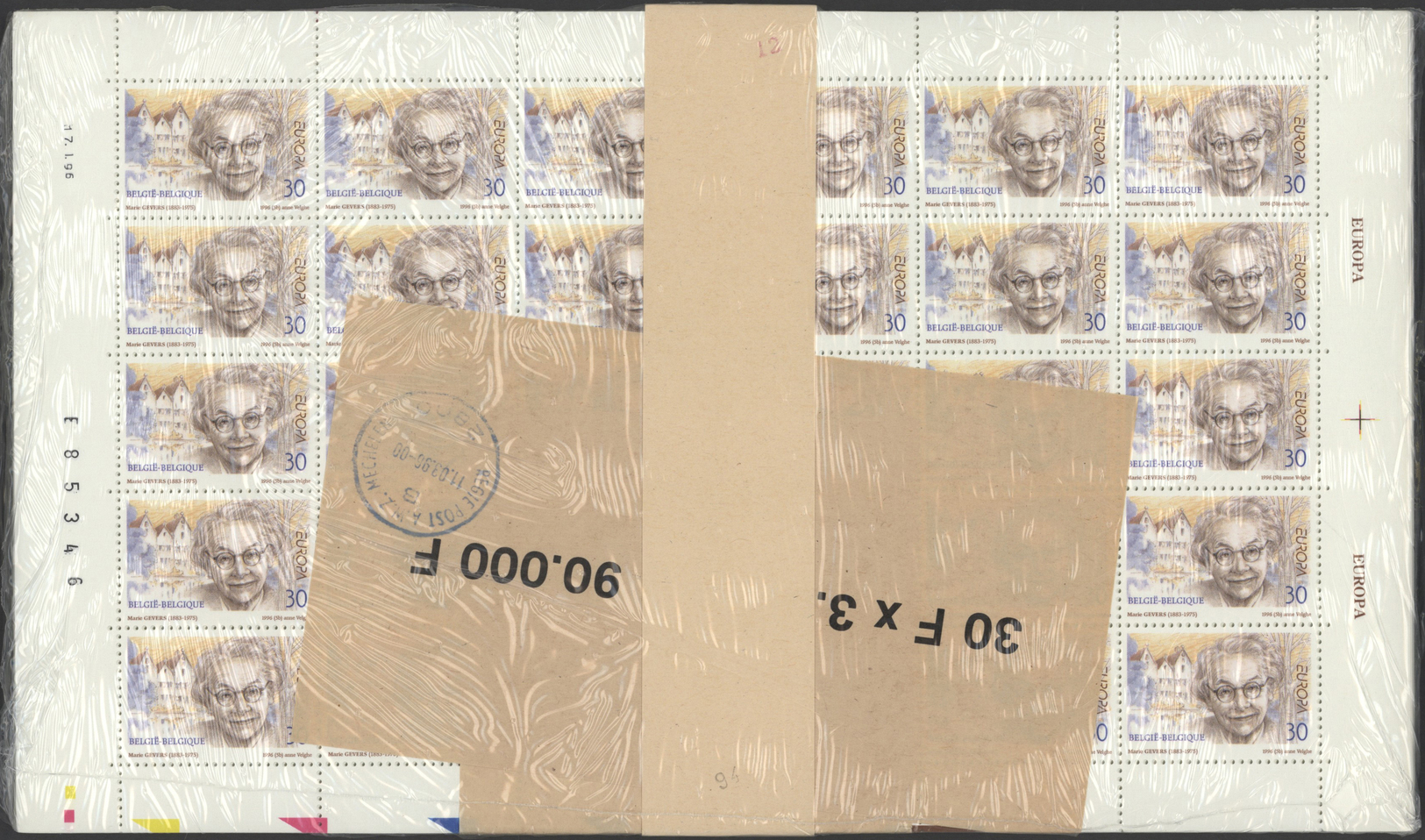 ** Belgien: 1994/1999, Enormous Stock Of The Europa Issues, Always In Sheets Of 30 Stamps In The Origin - Autres & Non Classés