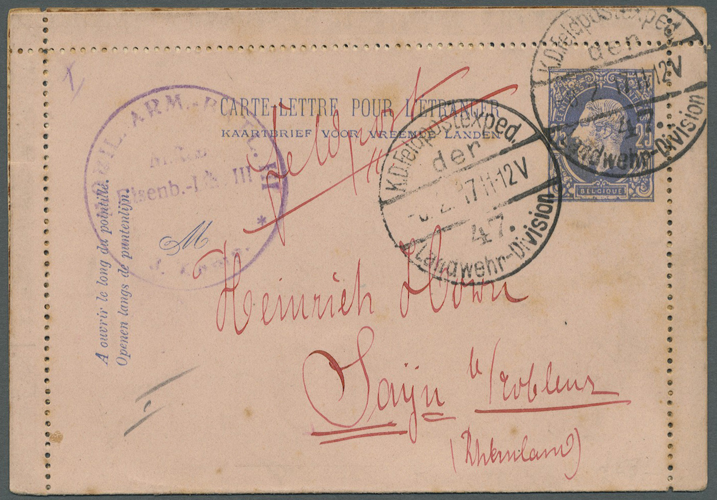 GA Belgien - Ganzsachen: 1884/1943 (ca.), Interessanter Bestand Mit 17 Ganzsachen Dabei Postkarten Und - Other & Unclassified