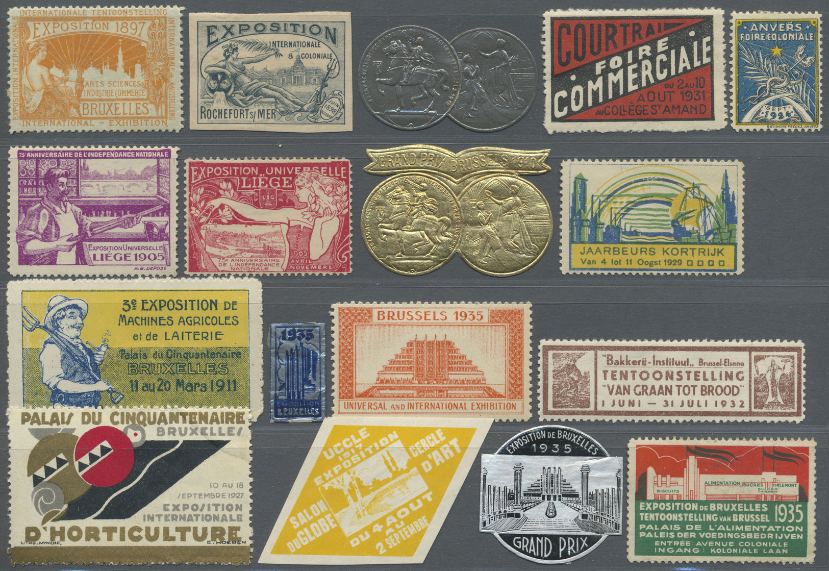 Belgien - Besonderheiten: 1897/1940 Ca., EXHIBITION LABELS, Very Comprehensive Collection And Stock - Autres & Non Classés