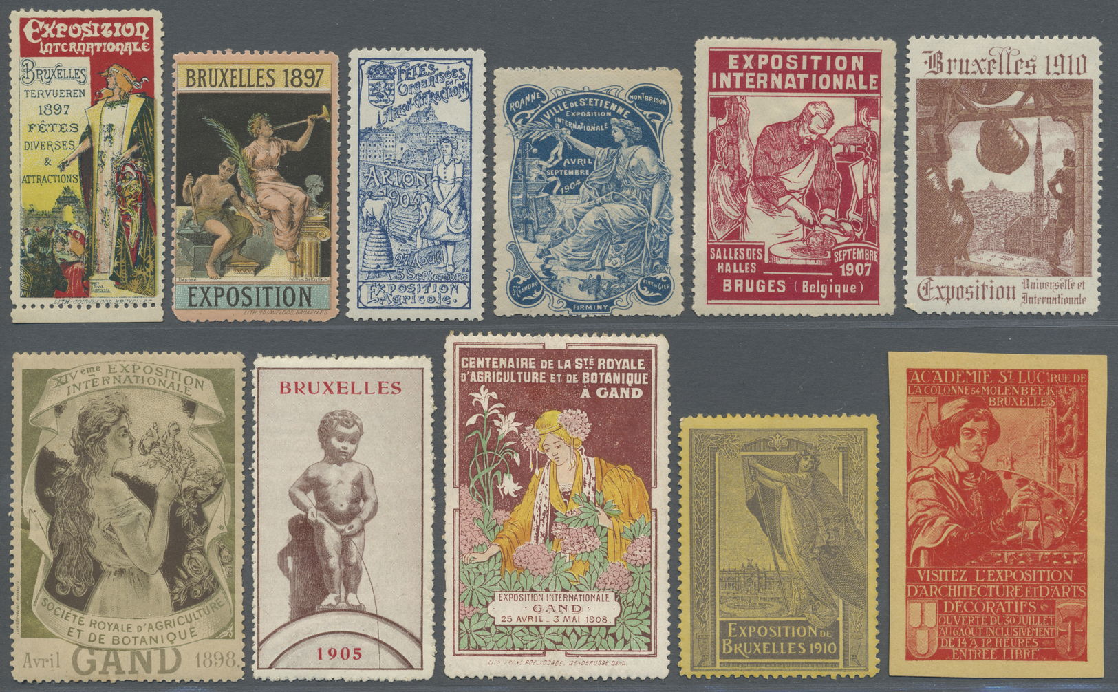 Belgien - Besonderheiten: 1897/1940 Ca., EXHIBITION LABELS, Very Comprehensive Collection And Stock - Andere & Zonder Classificatie