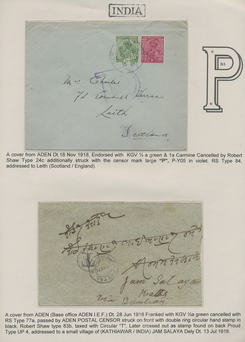 Br/GA/Brfst/O Aden: 1840's-1940's "ADEN - Postal History": Comprehensive, specialized and important collection of