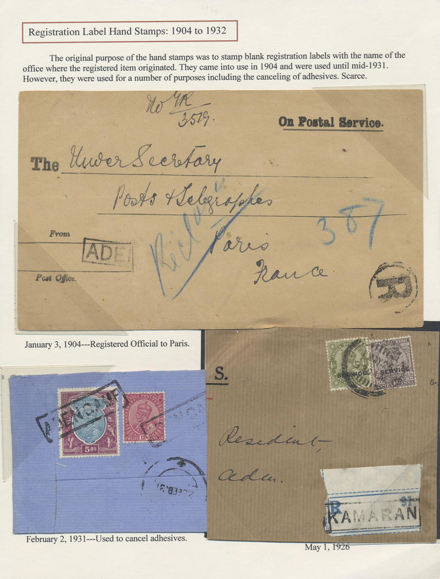 Br/GA/Brfst/O Aden: 1840's-1940's "ADEN - Postal History": Comprehensive, specialized and important collection of