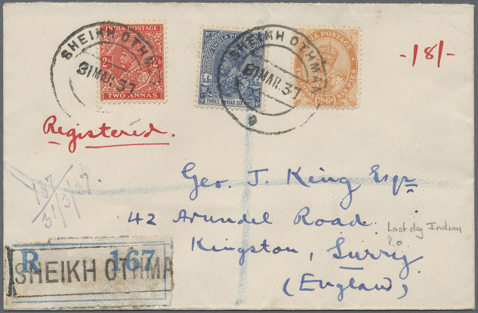 Br/GA/Brfst/O Aden: 1840's-1940's "ADEN - Postal History": Comprehensive, specialized and important collection of