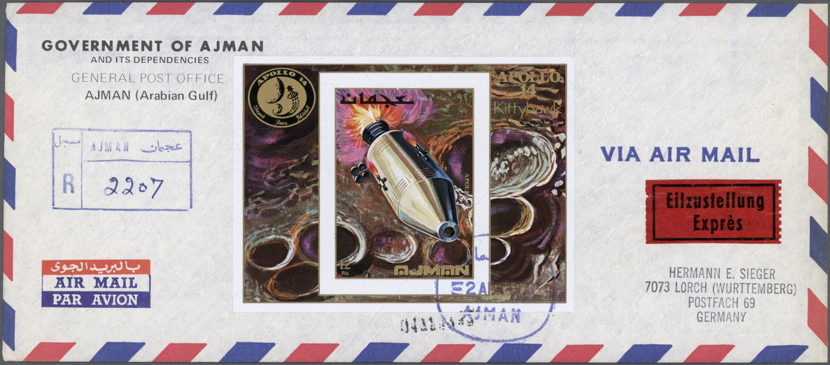 Br Adschman / Ajman: 1968/1972, Collection Of 65 Covers To USA/Europe, Mainly Airmail/registered, All B - Adschman