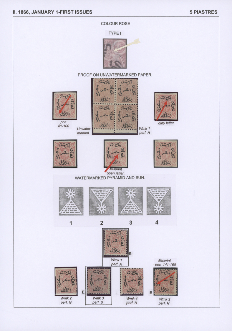 **/*/O/Br Ägypten: 1866-1879: EGYPT FIRST ISSUES: Specialized collection of the various mint and used stamps,