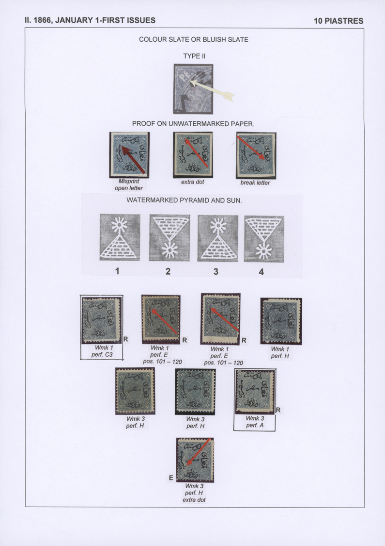 **/*/O/Br Ägypten: 1866-1879: EGYPT FIRST ISSUES: Specialized collection of the various mint and used stamps,