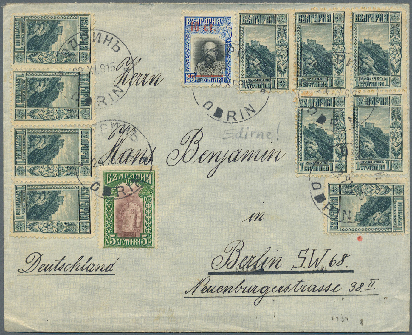 Br/GA Bulgarien: 1916/1917, Seven Covers And Cards Sent From EDIRNE - ODRIN To Berlin. One With Label " De - Covers & Documents