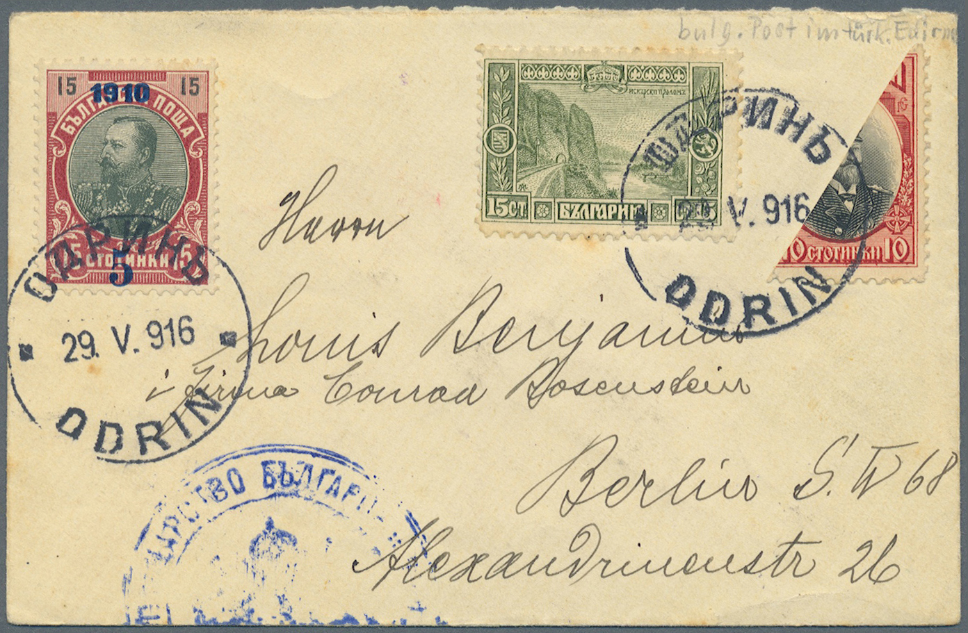 Br/GA Bulgarien: 1916/1917, Seven Covers And Cards Sent From EDIRNE - ODRIN To Berlin. One With Label " De - Storia Postale