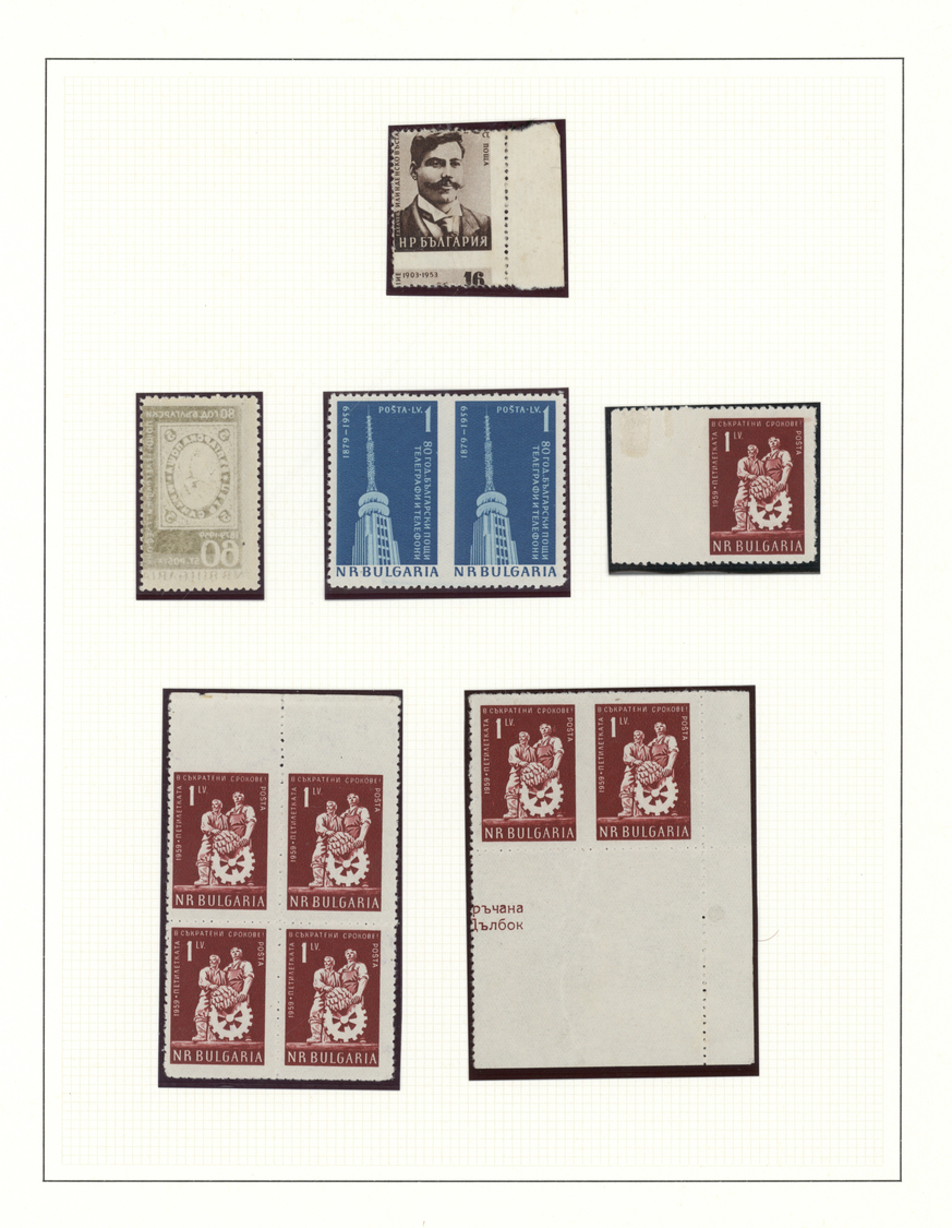 **/*/(*) Bulgarien: 1944/1959, Mint Collection Of Varieties/specialities On Album Pages, 45 Stamps Mainly Wit - Brieven En Documenten