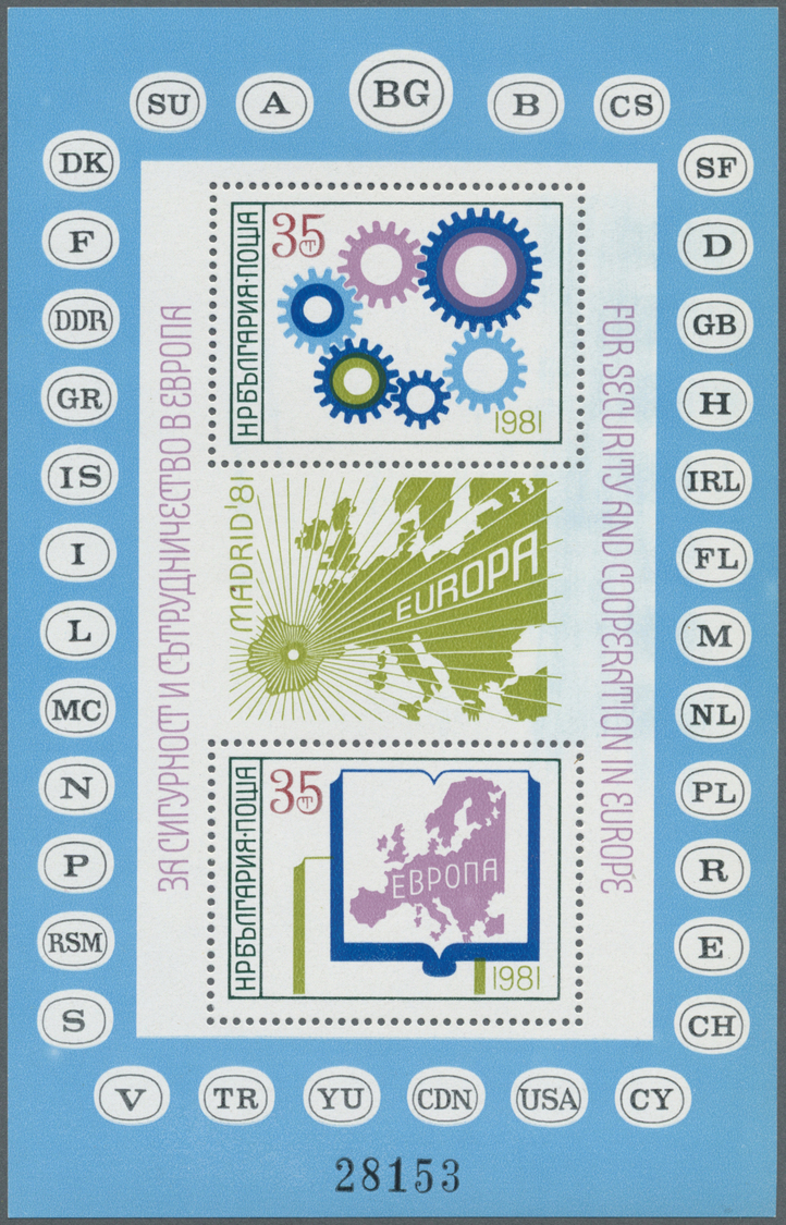 ** Bulgarien: 1981, Blockausgaben 'Europ. Donaukommission' Bzw. 'KSZE' Jeweils 15 X Postfrisch, Mi. Bl. - Storia Postale