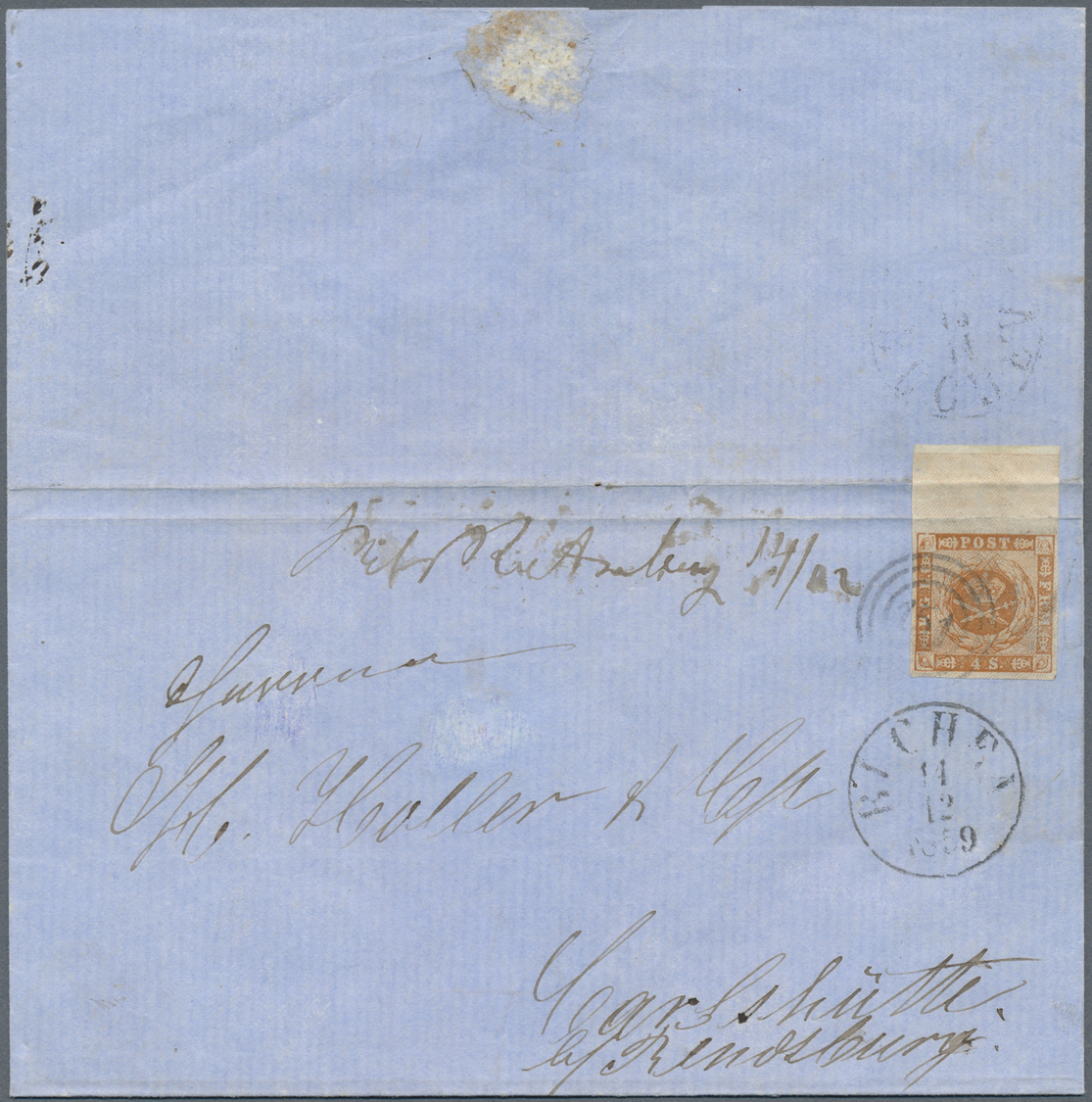 Br Dänemark: 1854-63: Gruppe Von Acht Frühen Und Seltenen, Teils Einzigartigen Briefen, Dabei 2 Sk. Von - Storia Postale