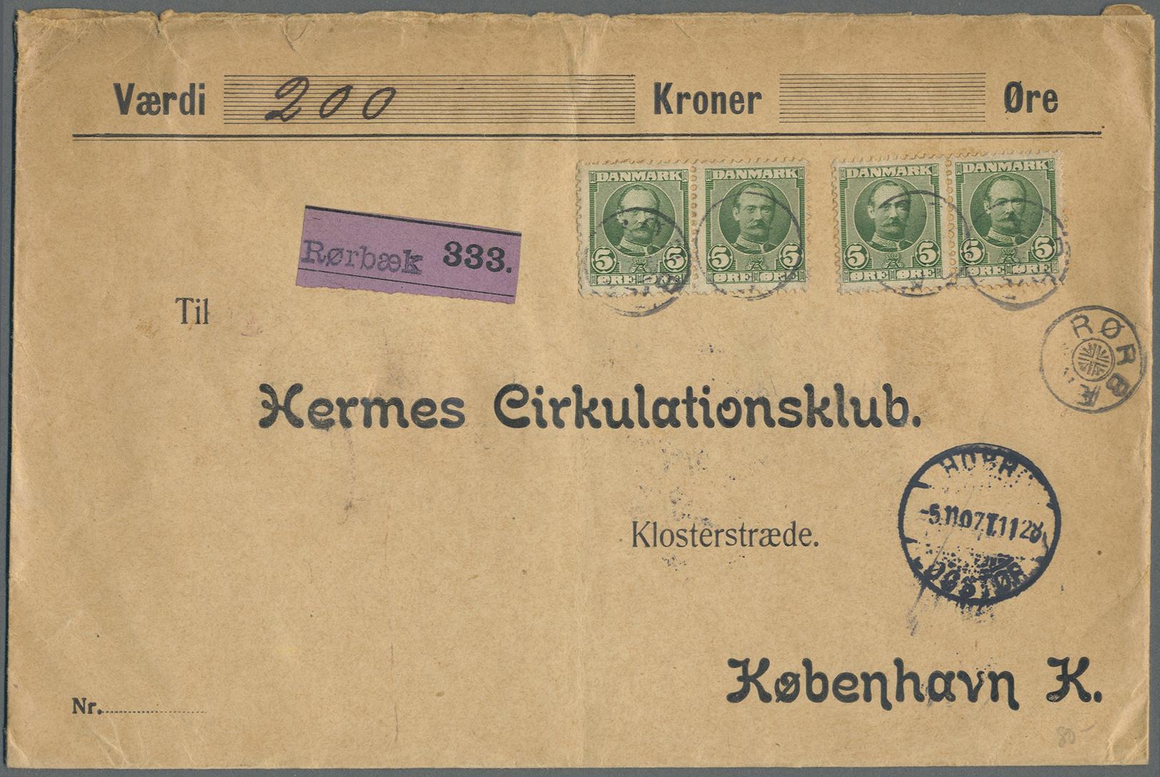 Br/GA Dänemark: 1866/1945 (meist), ca. 259 Belege, dabei interessante Stempel, Flugpost, Zensurpost, Perfi