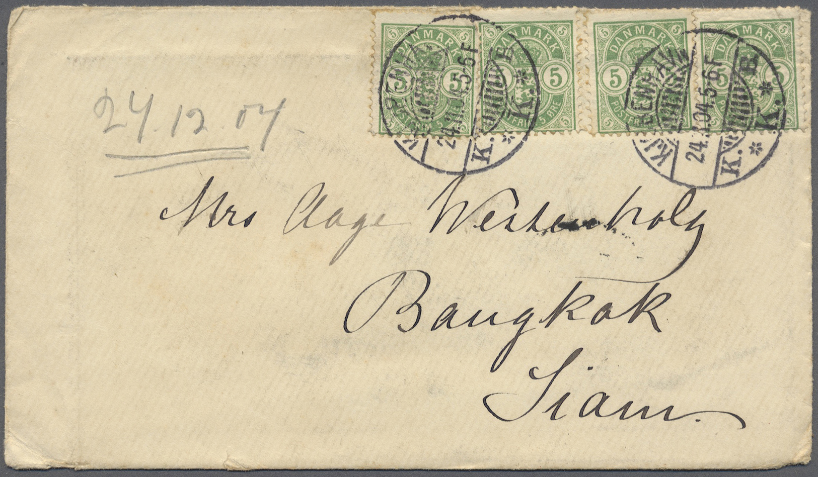 Br Dänemark: 1877, ab, interessnte Partie von ca. 177 Belegen, dabei frankierte Brief nach Thailand, in