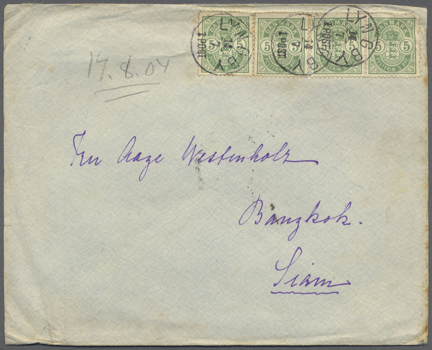 Br Dänemark: 1877, ab, interessnte Partie von ca. 177 Belegen, dabei frankierte Brief nach Thailand, in