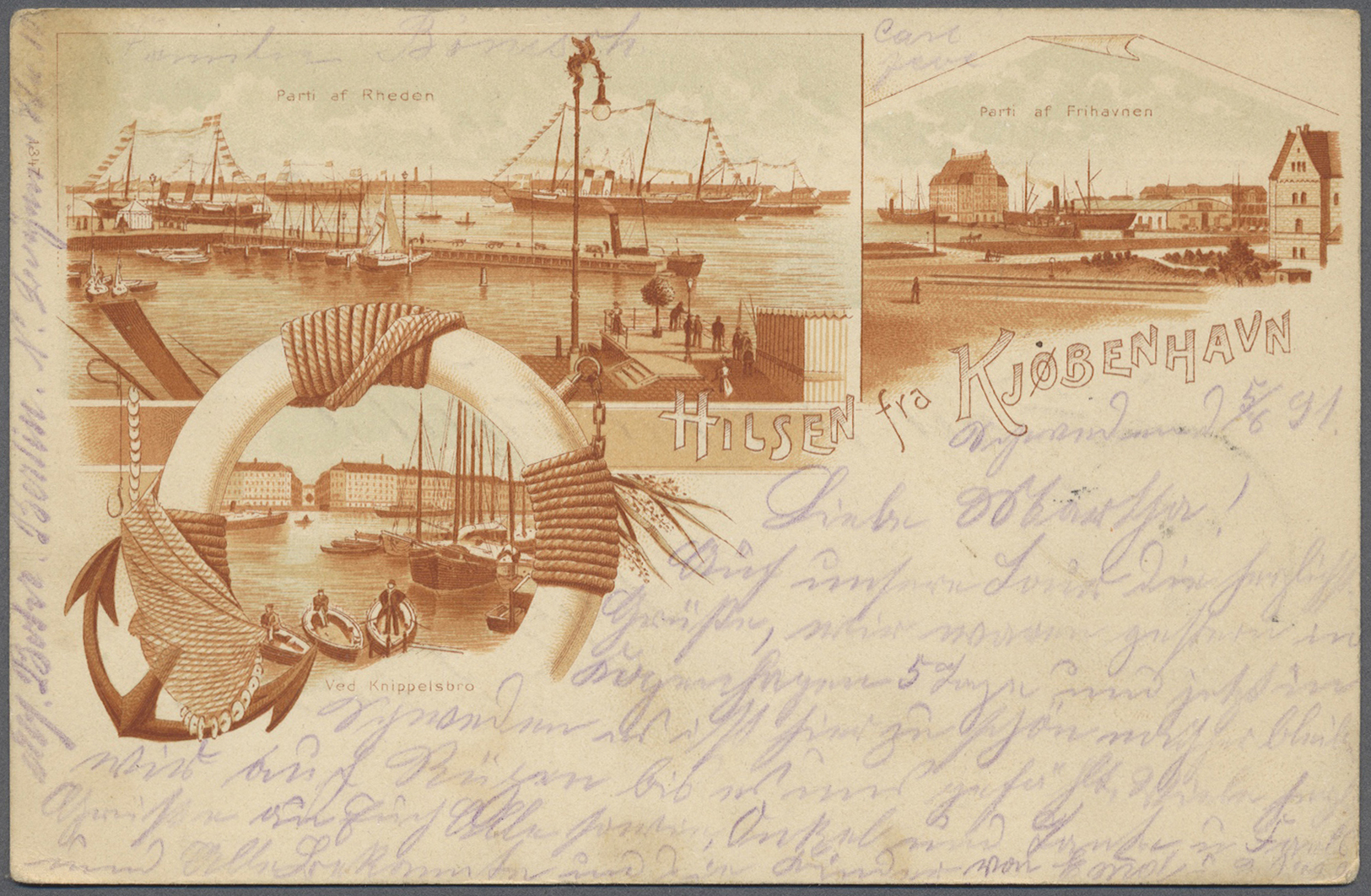 Br/GA/ Dänemark: 1890 (ab), dabei interessante Ganzsachen, Flugpost, alte Ansichtskarten, Perfins u. a.