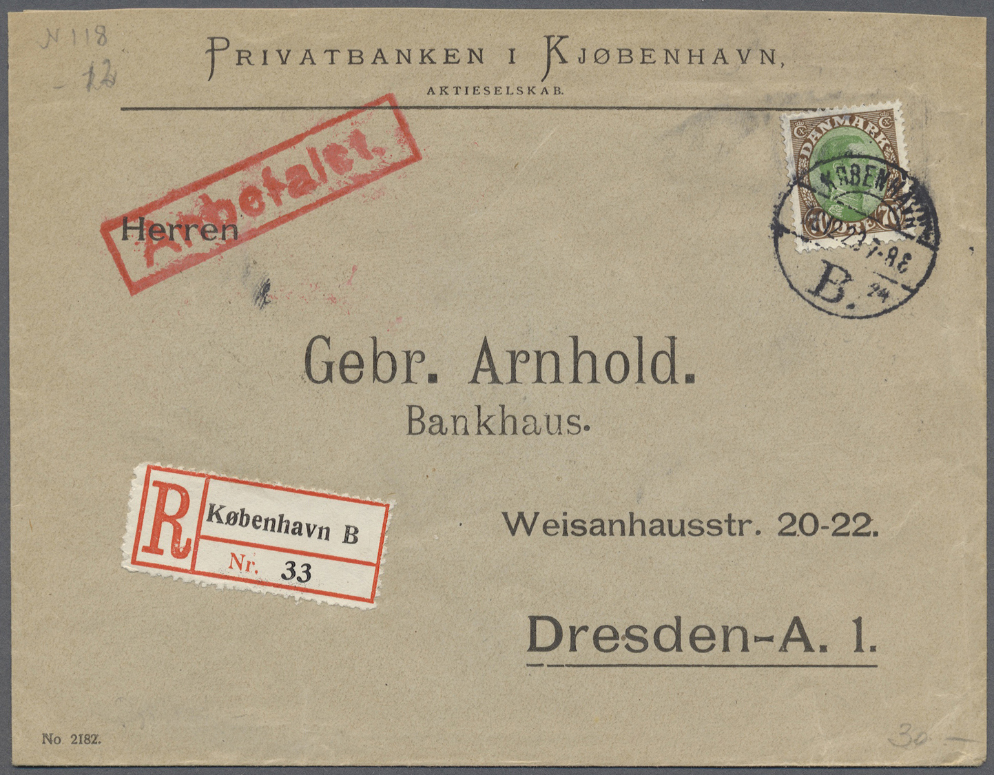 Br/GA/ Dänemark: 1890 (ab), dabei interessante Ganzsachen, Flugpost, alte Ansichtskarten, Perfins u. a.