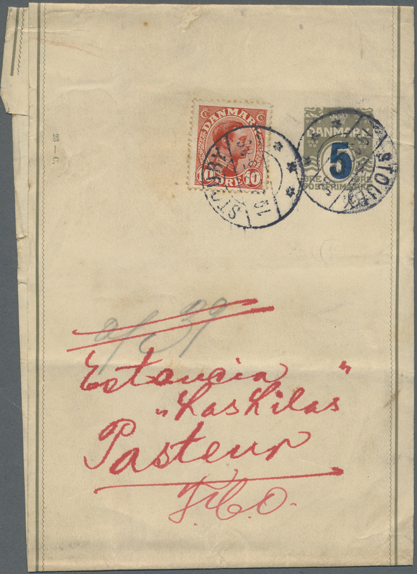 Br/GA Dänemark: 1901/1920, Lot Of Three Entires Incl. 4ö. Horiz Strip Of Five On Cover To Germany And Upra - Brieven En Documenten