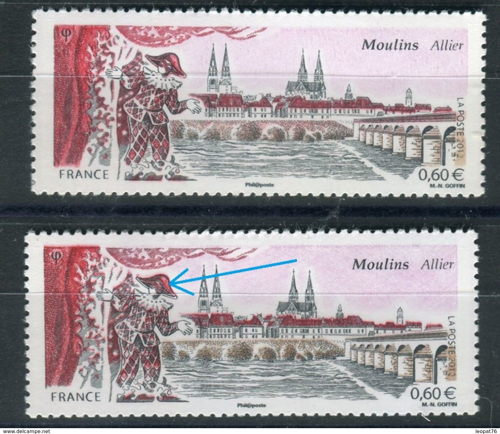 France - Variété - N°Yvert 4636, Yeux De L 'Arlequin En Rouge + 1 Normal Blanc , Neufs Luxe - Ref V152 - Unused Stamps