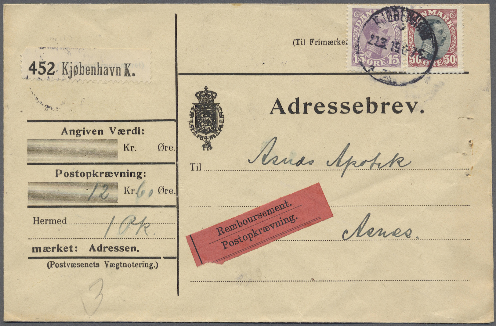 Br/GA Dänemark: 1915 (ab), Kleiner Posten Von 68 Belegen, Teils Mit Besonderheiten Wie Flugpost, Färöer Un - Storia Postale