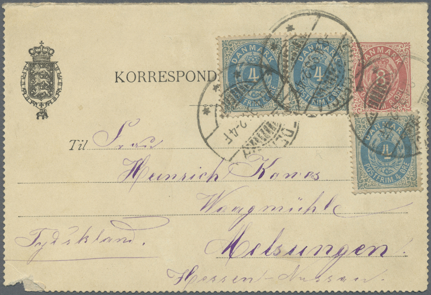 GA Dänemark - Ganzsachen: 1882/1929, Group Of 16 Used Stationeries (cards, Letter Cards And Envelopes), - Entiers Postaux