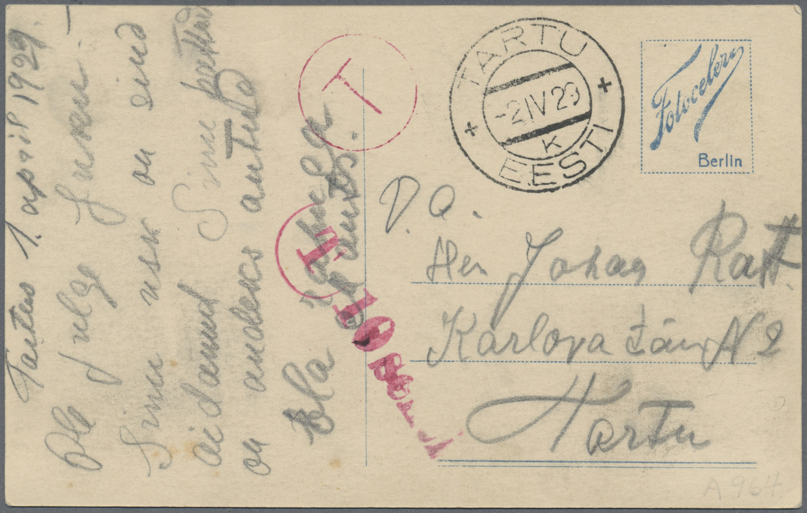 Br Estland: 1919/1940, Kleine Sammlung Mit Fast 30 Briefen Und Karten Inkl. Incoming Mail (u.a. Luftpos - Estland