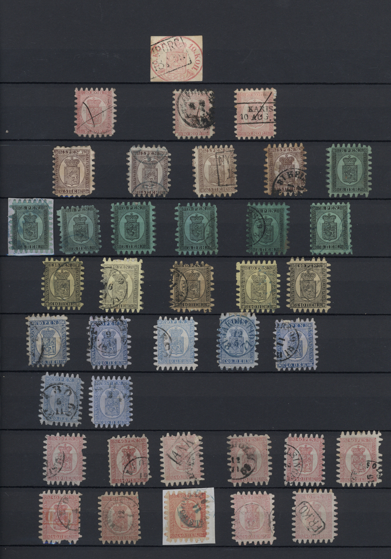 O/*/Brfst Finnland: 1856/1930, Used And Mint Collection On Stocksheets, Varied Condition, From 1856 10kop. Red - Covers & Documents