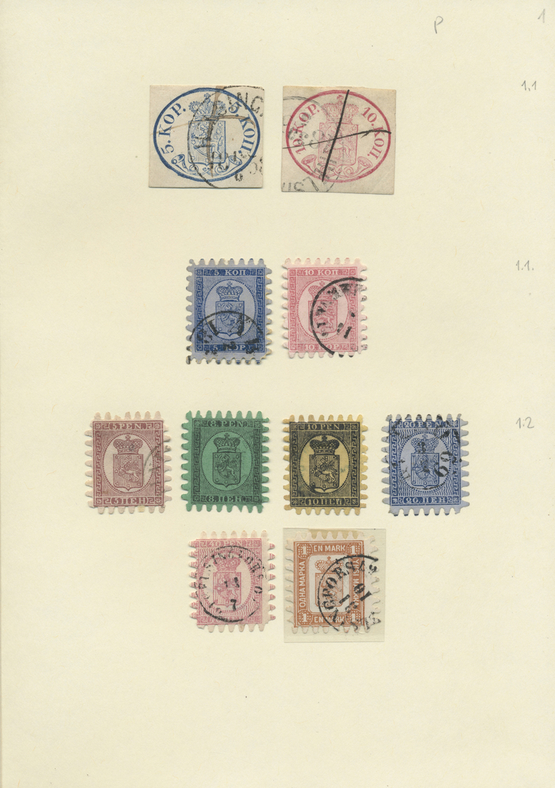 Finnland: 1856/1901; Auch Diese Sammlung Lockt Mit Philatelistischen Feinheiten: Breit Gerandete Mi. - Covers & Documents
