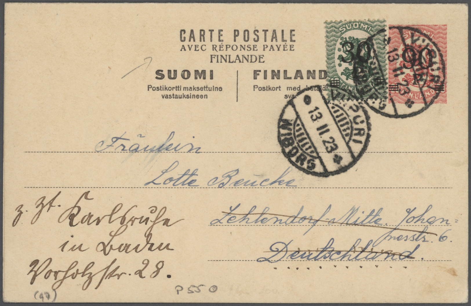 GA/Br Finnland - Ganzsachen: 1874/1940, lot of ca. 50 used postal stationery postcards and covers with man