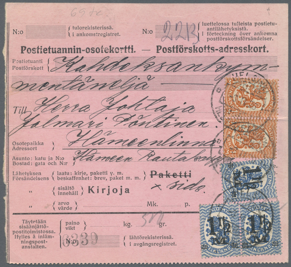 Br/GA Finnland - Stempel: 1880/1950, Gut 1000 Belege Mit Schwerpunkt Bei Den Stempeln. Dabei Paketkarten A - Other & Unclassified