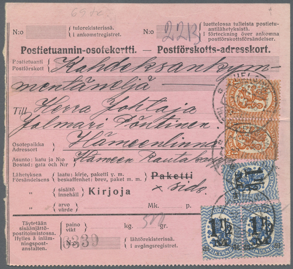 Br/GA Finnland - Stempel: 1880/1950, Gut 1000 Belege Mit Schwerpunkt Bei Den Stempeln. Dabei Paketkarten A - Altri & Non Classificati