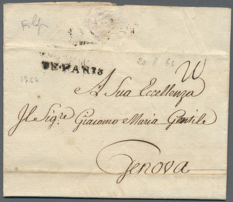 Br Frankreich - Vorphilatelie: 1761/1763 "DE PARIS" 12 Briefe Mit Seltenem Frühem Stempel In Verschiede - 1792-1815: Veroverde Departementen