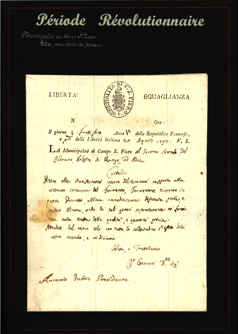 Br Frankreich - Vorphilatelie: 1797/1805 (ca.) FRANZÖSISCHE REVOLUTION - PERIODE REVOLUTIONAIRE:  Samml