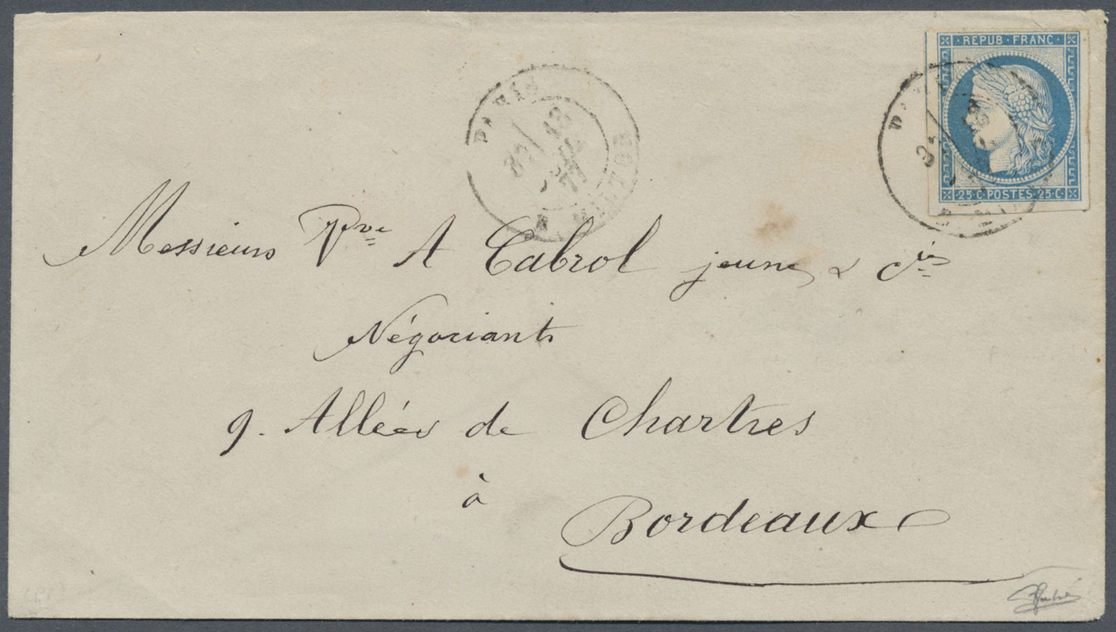 Br Frankreich: 1782/1877, Attractive Assortment Of Ten Better Covers, Mainly Related To 1870/1871 Pruss - Gebruikt