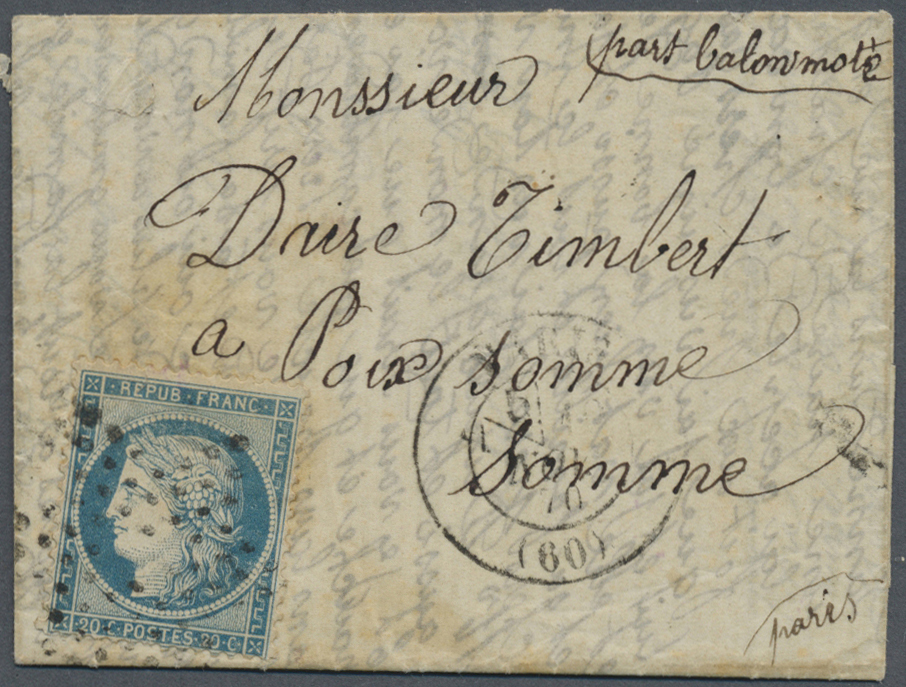 Br Frankreich: 1782/1877, attractive assortment of ten better covers, mainly related to 1870/1871 Pruss